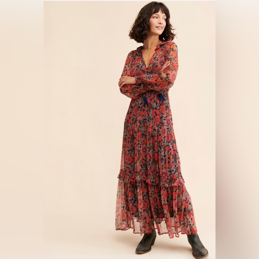 Anthropologie The Marais Printed Chiffon Maxi Dress